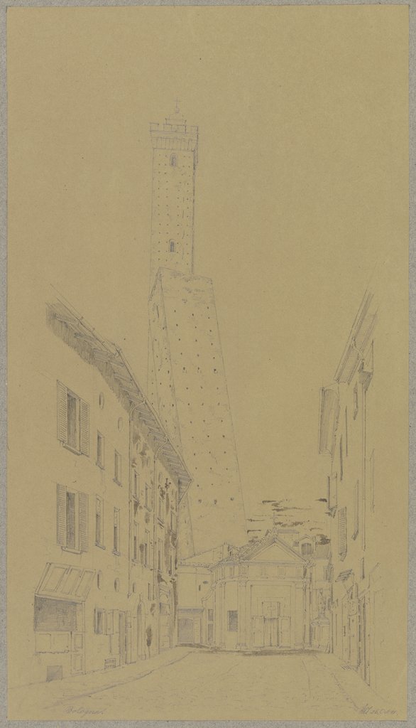 Die Torre Garisenda und Asinelli in Bologna, Friedrich Wilhelm Ludwig