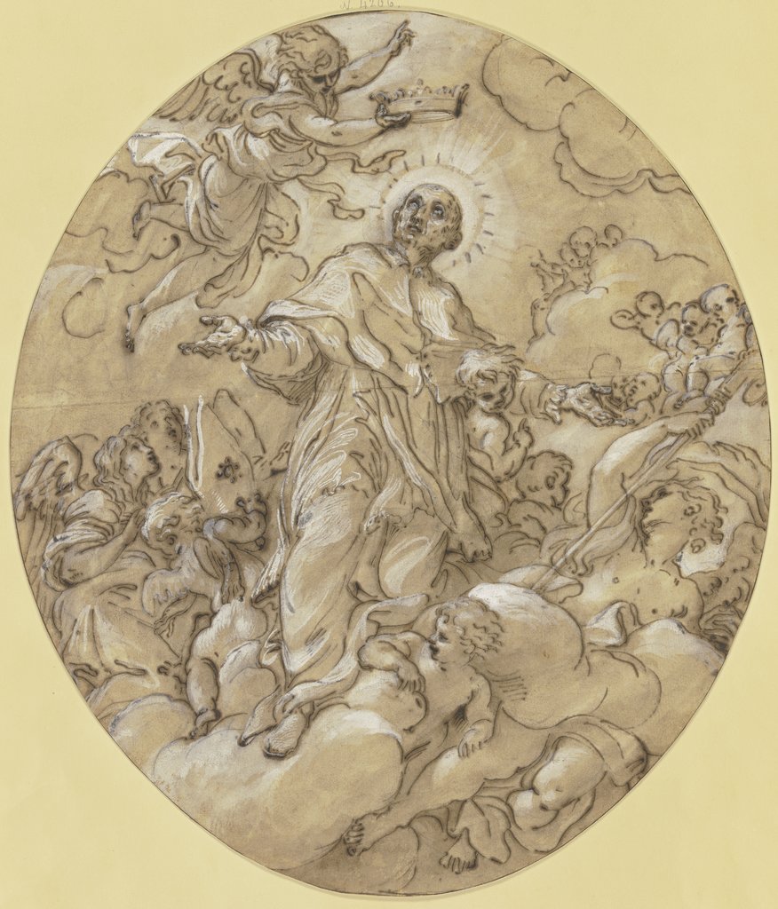 Krönung eines heiligen Bischofs (Sant’Andrea Corsini?), Giacinto Calandrucci;   zugeschrieben
