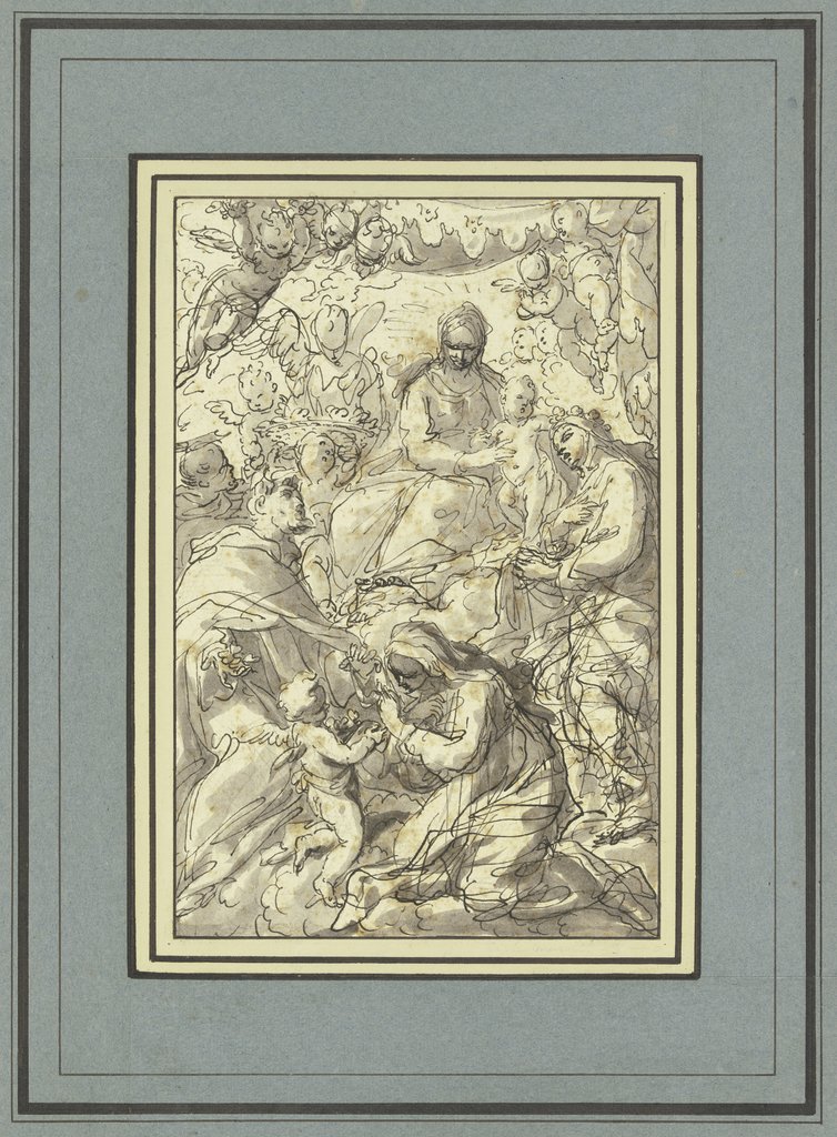 Madonna mit Kind und der heiligen Rosalia sowie den Heiligen Bartolomäus Martyr, Augustinus (?), Monika (?), Antonio Grano;   zugeschrieben