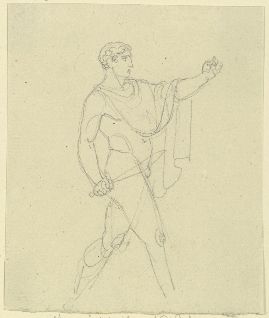Nackter antiker Krieger mit Schwert nach rechts, Gustav Heinrich Naeke