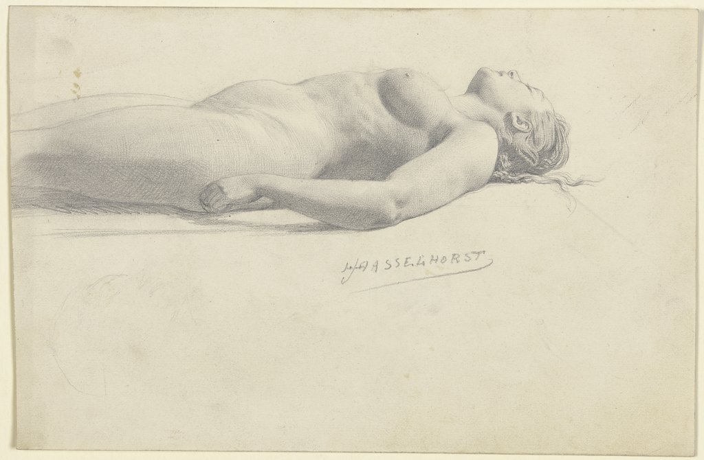 Reclining female nude, Johann Heinrich Hasselhorst