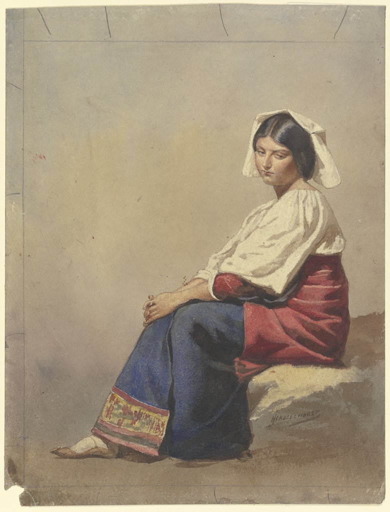 Studie einer jungen sitzenden Italienerin, Johann Heinrich Hasselhorst