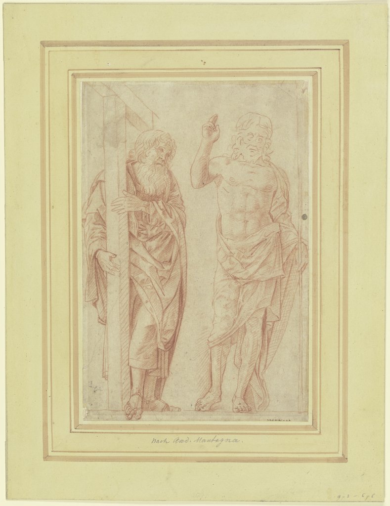 Der auferstandene Christus mit dem Heiligen Andreas, Italienisch, 15. Jahrhundert, nach Andrea Mantegna