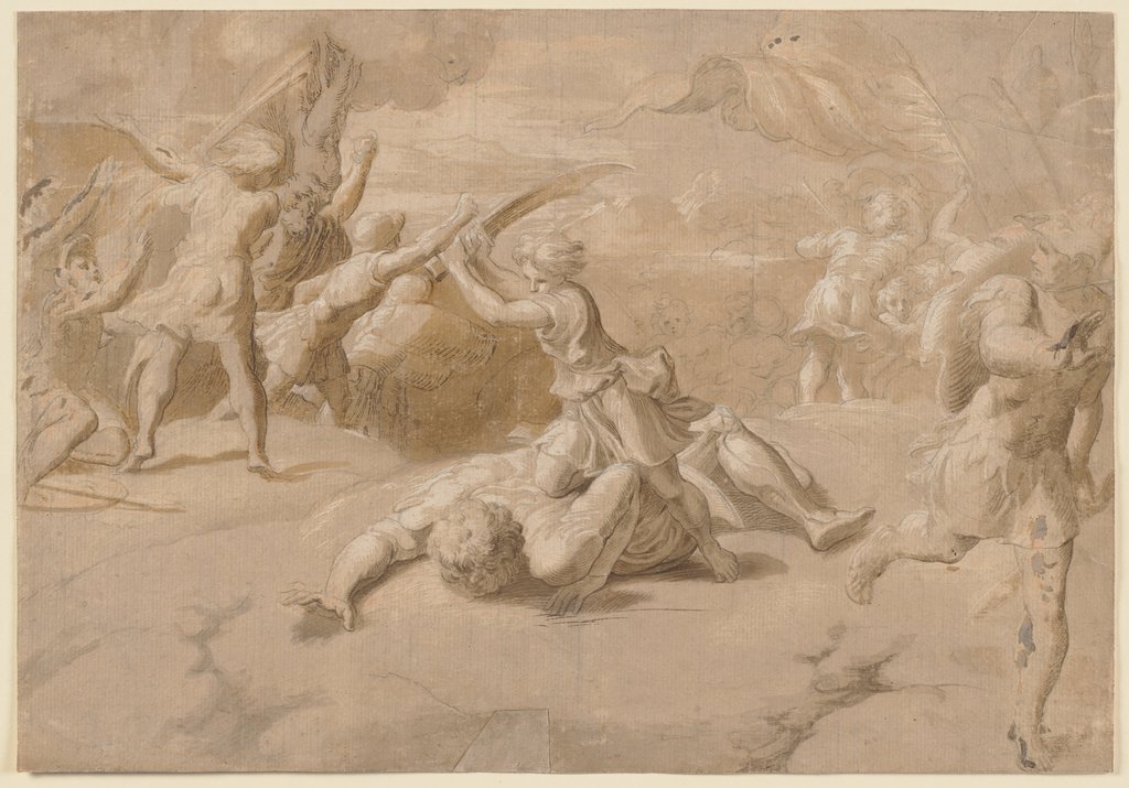 David and Goliath, Parmigianino, after Ugo da Carpi, after Raphael