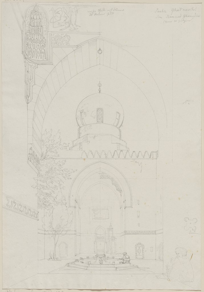 Blick durch den Innenhof einer Moschee, Friedrich Maximilian Hessemer