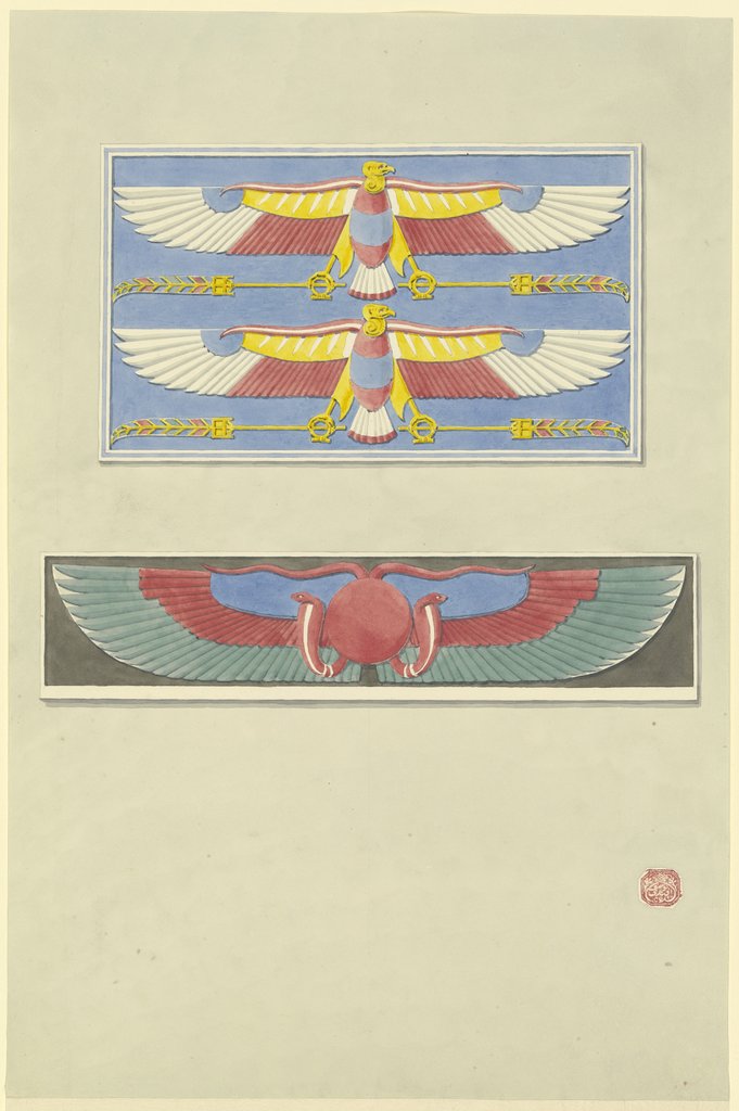 Stilisierte Greifvögel sowie geflügelte Schlangen, Friedrich Maximilian Hessemer