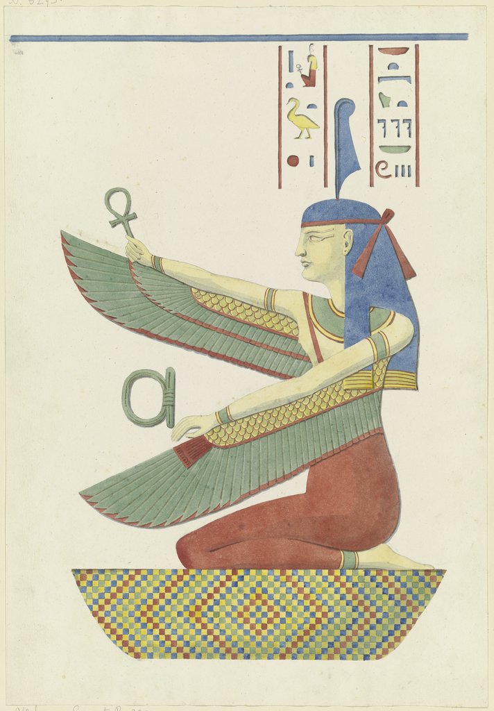 Die ägyptische Göttin Maat sowie Hieroglyphen, Friedrich Maximilian Hessemer