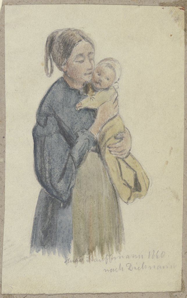 Woman with child on her arm, Hugo Kauffmann, after Jakob Fürchtegott Dielmann