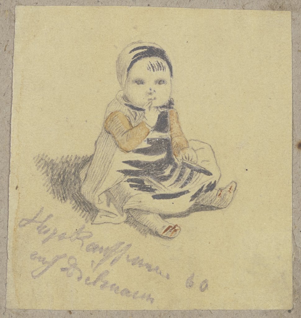 Am Boden sitzendes kleines Kind, Hugo Kauffmann, after Jakob Fürchtegott Dielmann