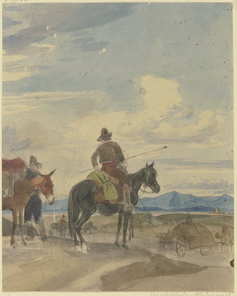 Bauer zu Pferde und Maultiertreiber aus der römischen Campagna, Johann Adam Klein