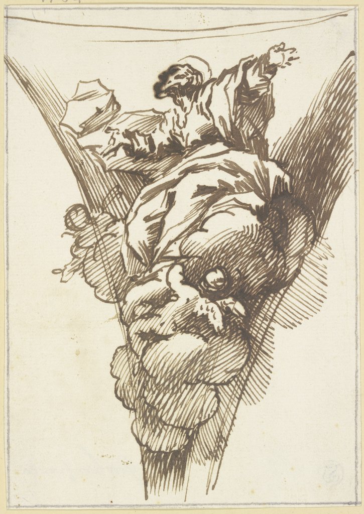 Von Engeln getragener Apostel in einem Bogenzwickel, Giovanni Lanfranco