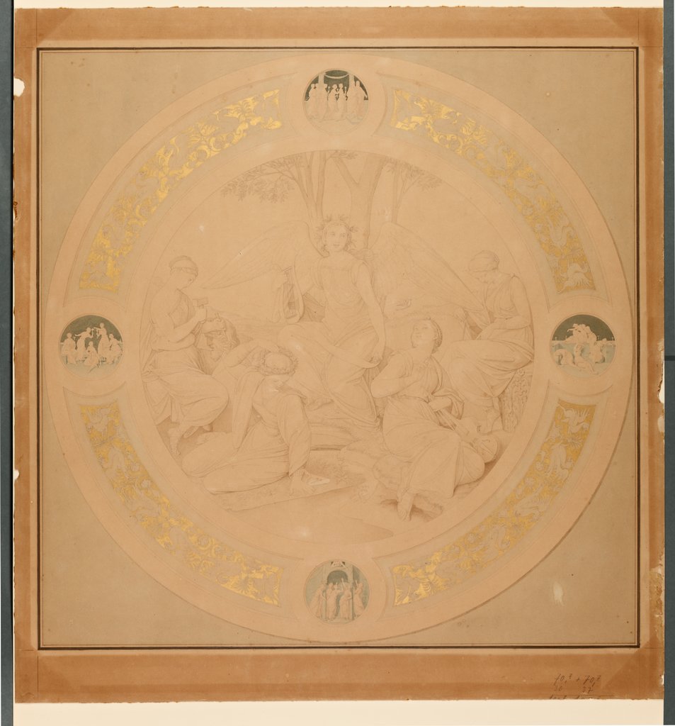 Allegorie der Künste, und vier Medaillons mit den klugen und törichten Jungfrauen, Friedrich Overbeck