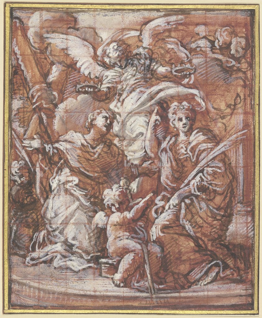 Zwei Heilige werden von einem Engel gekrönt, Giuseppe Passeri