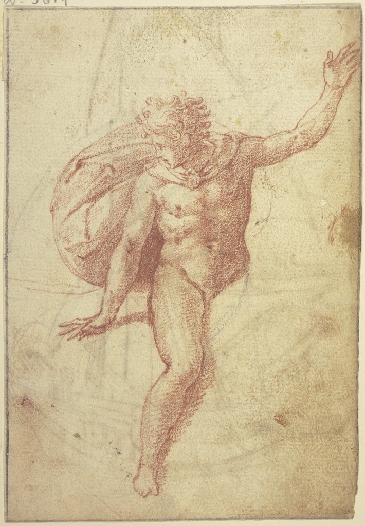 Nackter Mann mit fliegendem Gewand, Italienisch, 16. Jahrhundert