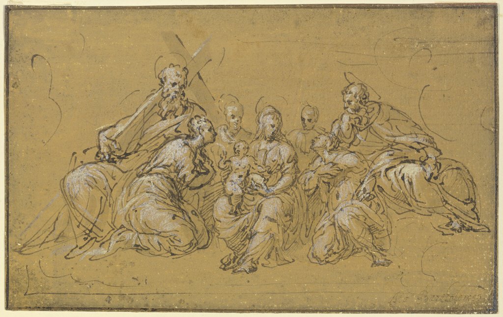 Madonna mit Kind, umgeben von Heiligen, Italienisch, 16. Jahrhundert