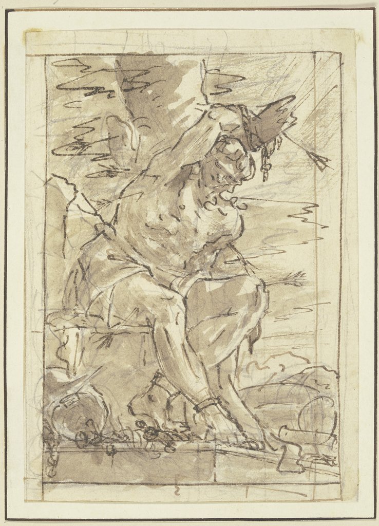 Der Heilige Sebastian, gefesselt an einem Baum, Italian, 16th century;   ?