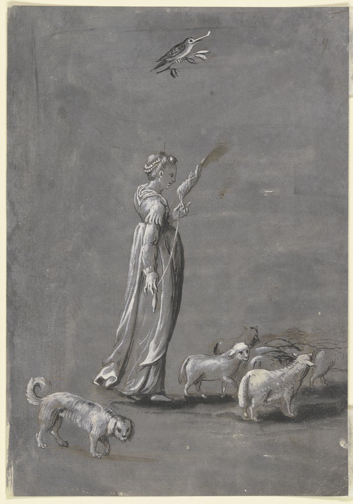 Mädchen mit Spindel, Italienisch, 16. Jahrhundert