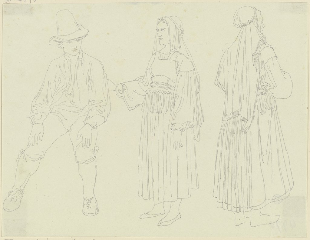 A man and two women, Friedrich Maximilian Hessemer