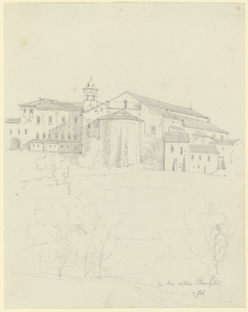 S. Pancrazio, von der Villa Pamphili aus gesehen, Friedrich Maximilian Hessemer
