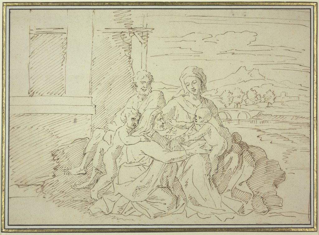Die Heilige Familie mit der Heiligen Elisabeth und dem Johannesknaben in einer Landschaft, Nicolas Poussin;   ?