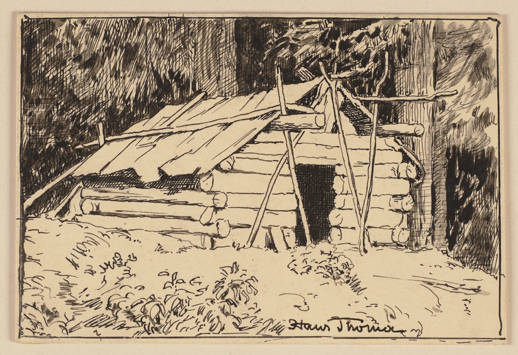 Drawing for the primer: Hut, Hans Thoma