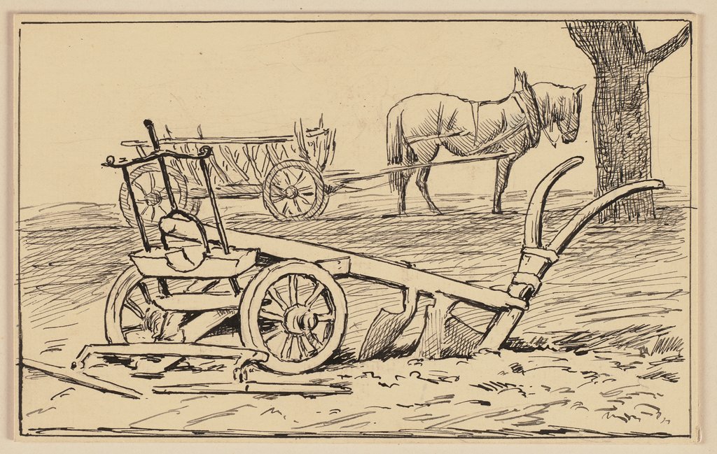 Drawing for the primer: Plough, Hans Thoma