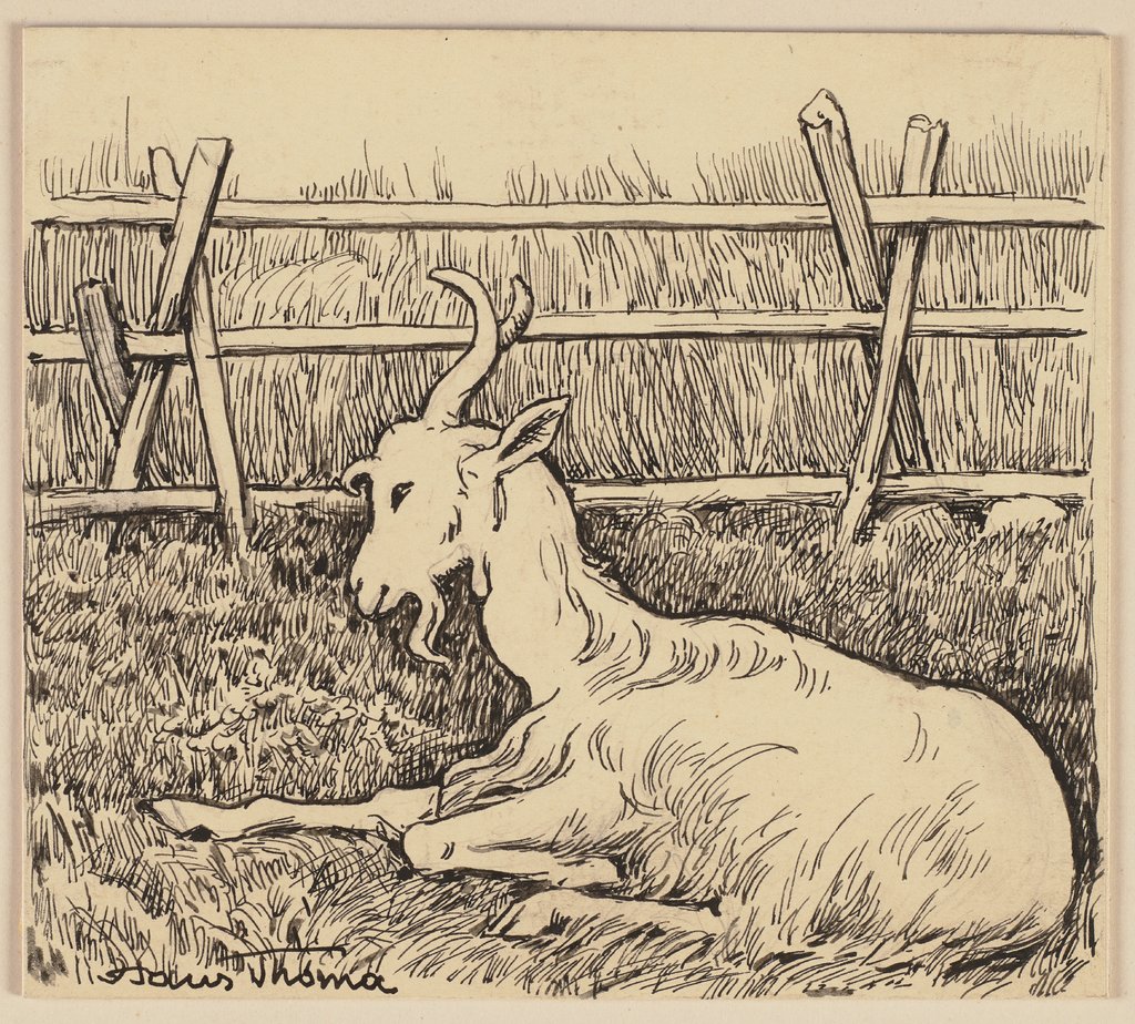 Drawing for the primer: Goat, Hans Thoma