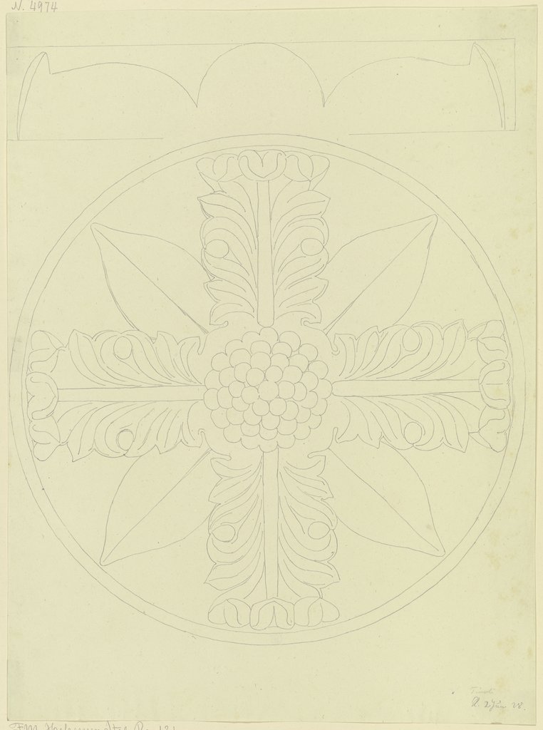 Ornamentierte Scheibe, darüber ein Kymation, Friedrich Maximilian Hessemer