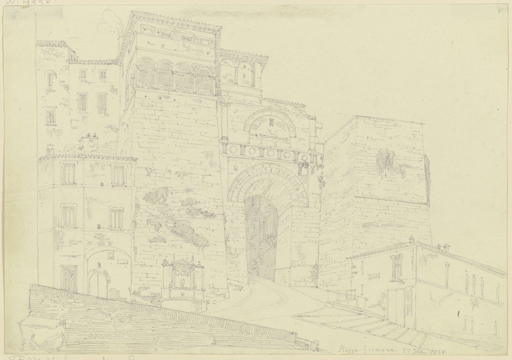 Die Piazza Grimana in Perugia, Friedrich Maximilian Hessemer