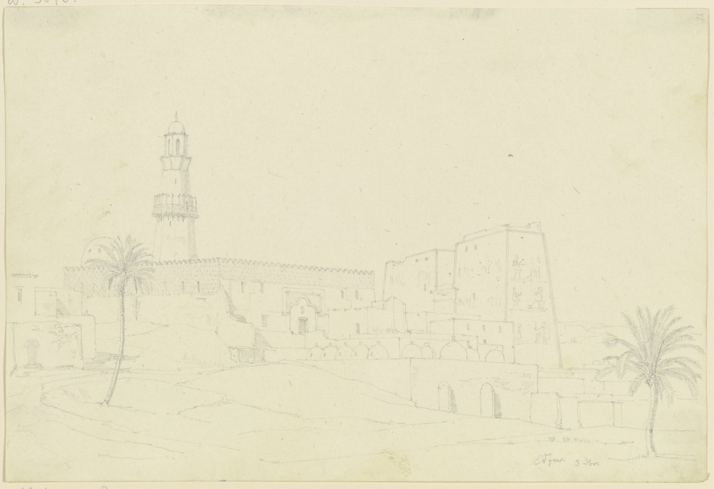 Horustempel und Moschee in Edfu, Friedrich Maximilian Hessemer