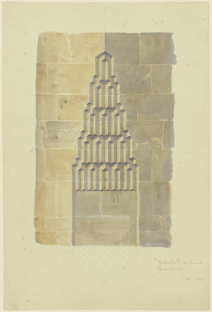 Mauerwerk mit geometrischer Eckzier, Friedrich Maximilian Hessemer