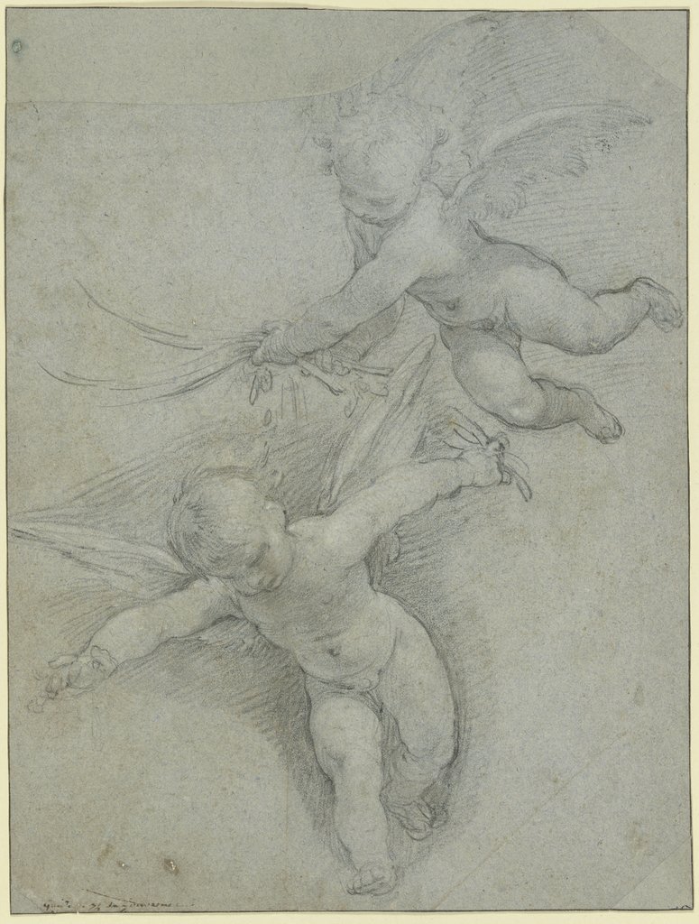 Zwei Engel, Palmen und Blumen streuend, Guido Reni;   ?