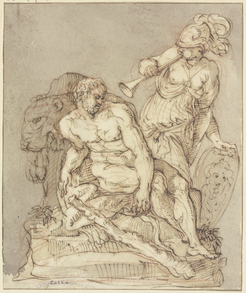 Ruhender Herkules, Minerva bläst die Trompete, Pietro Testa;   ?
