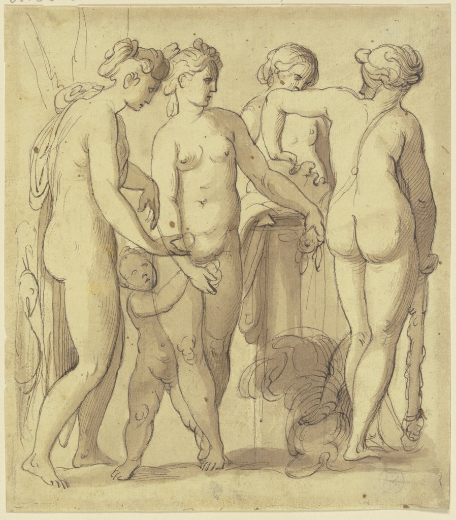 Venus and the Three Graces, Italian, 16th century, Perino del Vaga;   ?