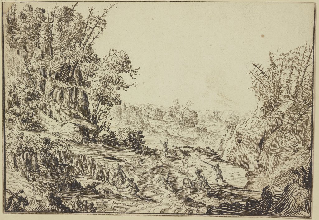 Landscape with robbers, Italian, 17th century
