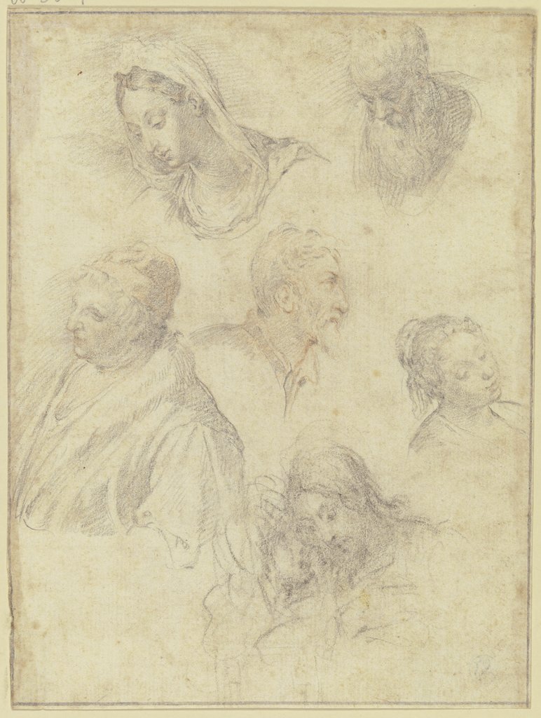 Study sheet: Heads, Italian, 17th century