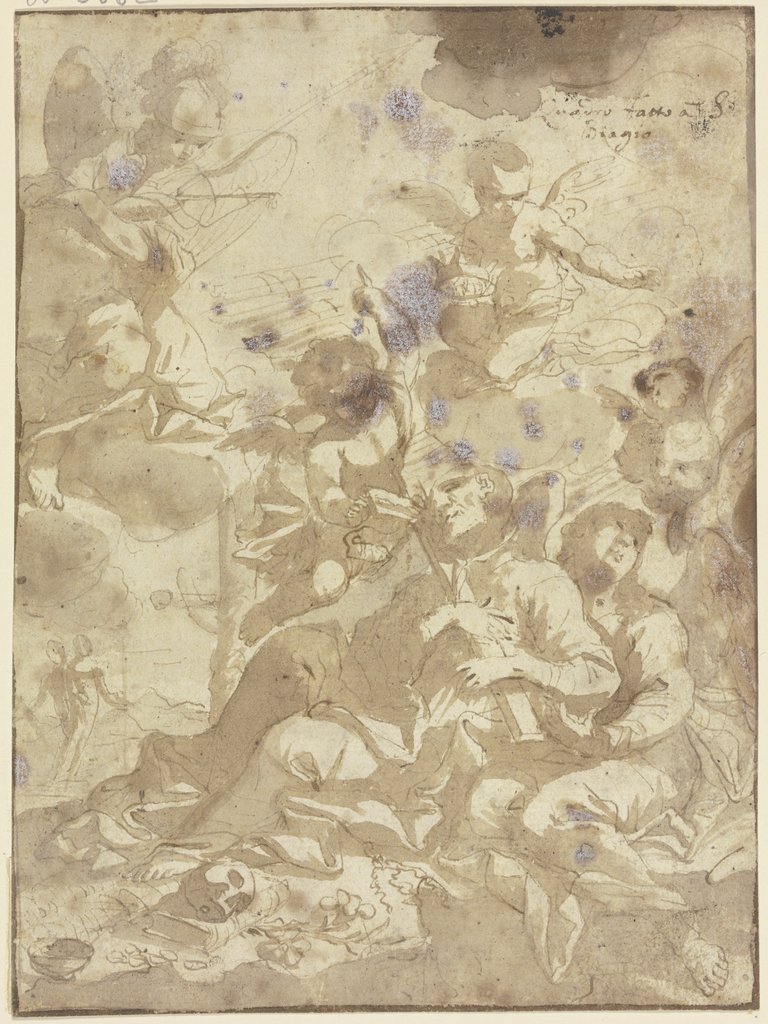 Heiliger und Engel, Italienisch, 17. Jahrhundert