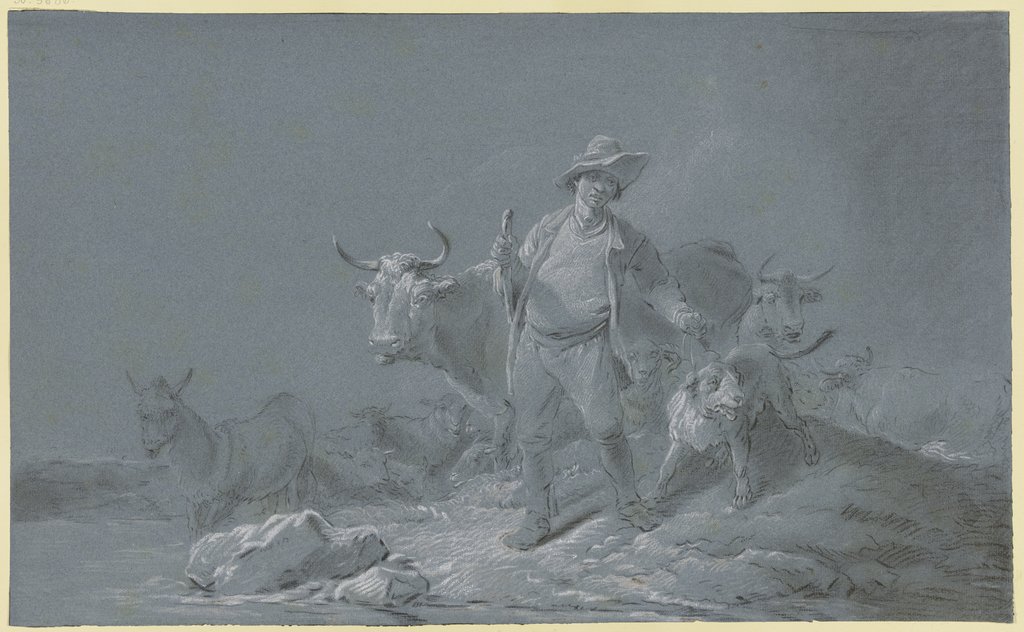 Hirte mit Herde heimkehrend, Italienisch, 18. Jahrhundert