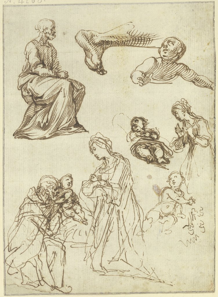 Studienblatt: Apostel, Geburt und Anbetung Christi, Fuß eines Knienden, Francesco Vanni