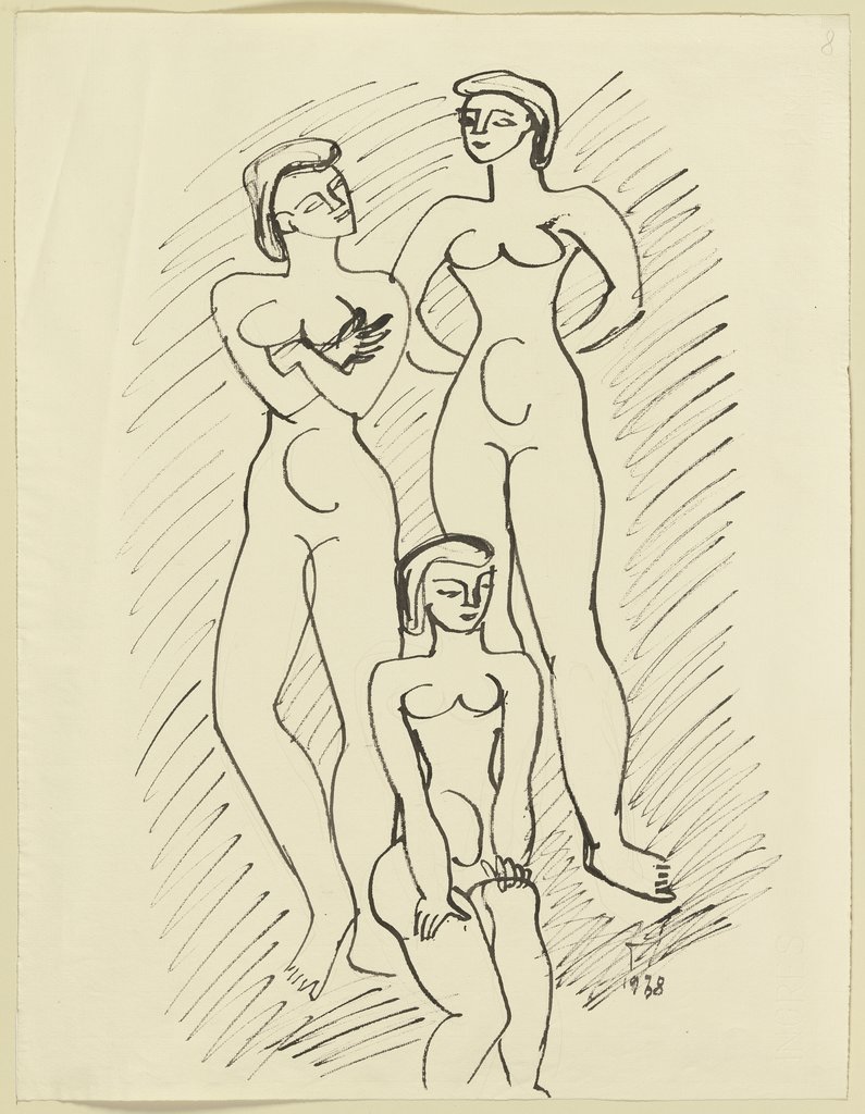 Drei Frauenakte (zwei stehend, eine sitzend), Christian Theunert