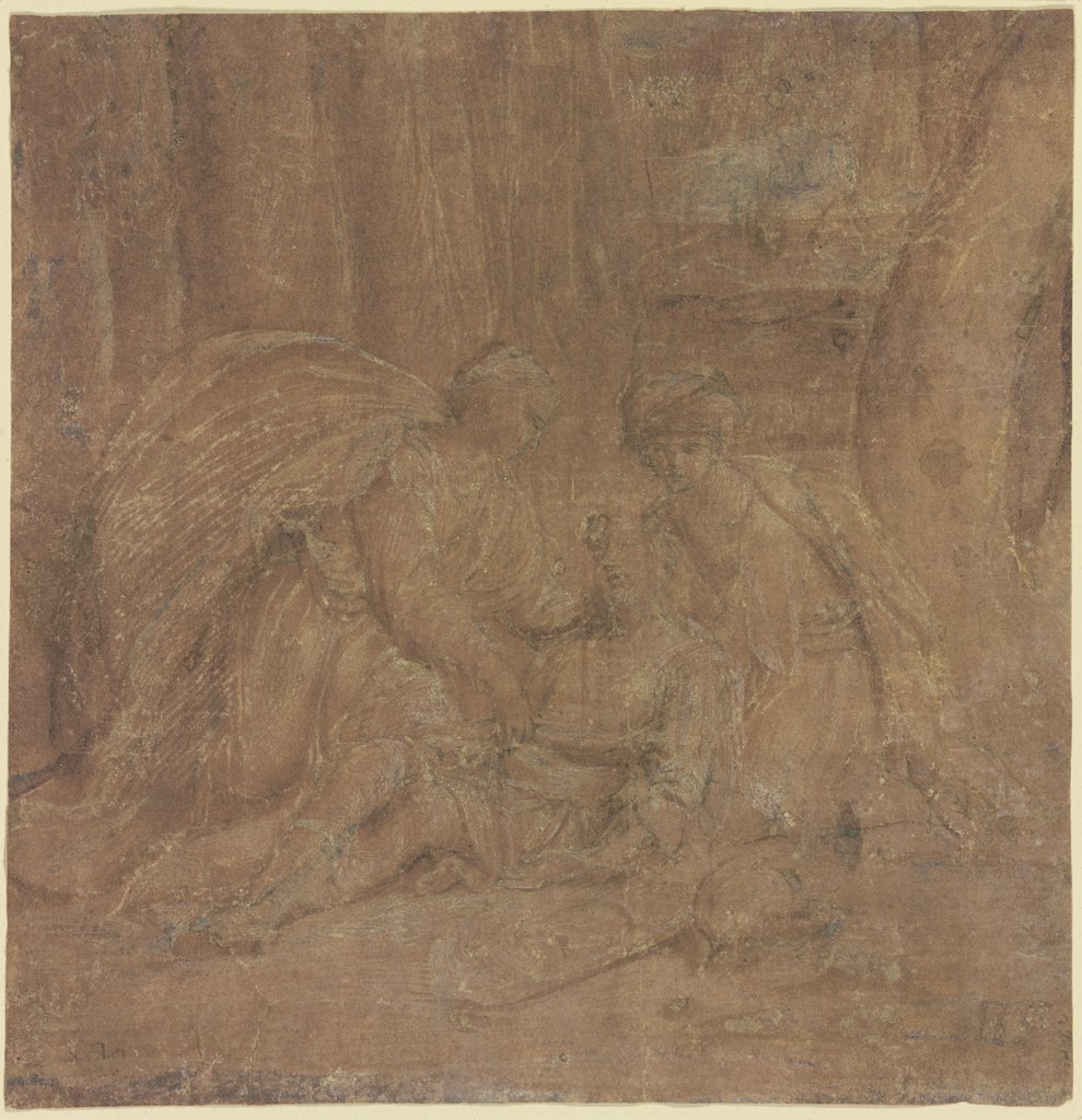 Toter Mann im Walde mit zwei Frauen (Prokris und Kephalos?), Venezianisch, 16. Jahrhundert