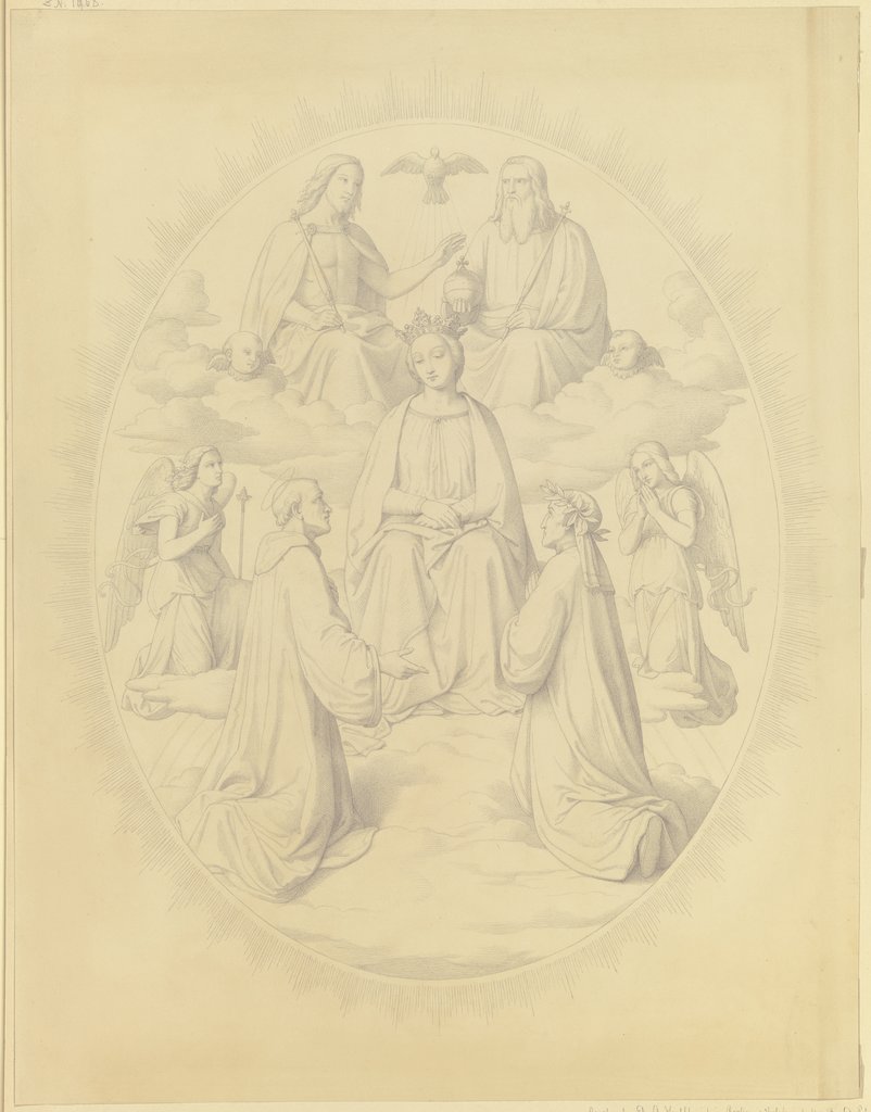 Dante vor der gekrönten Mutter Gottes, Joseph Anton Settegast, after Philipp Veit