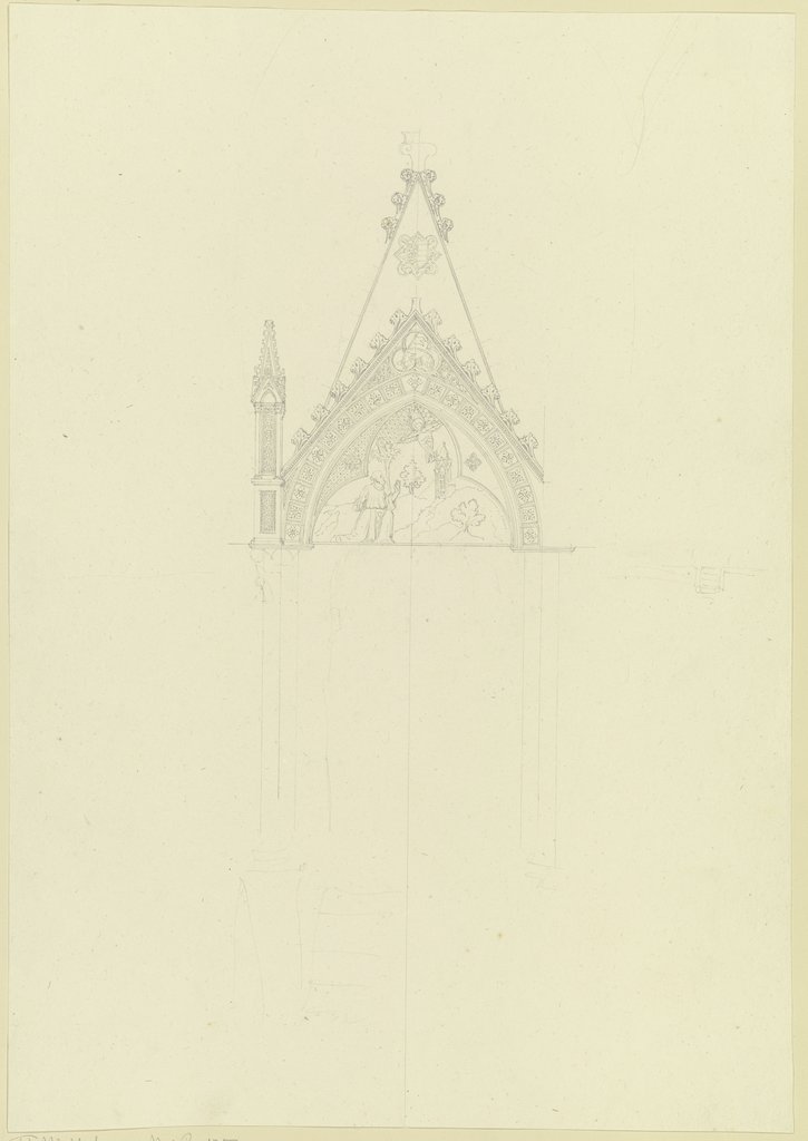 Gotisches Portal in Neapel, mit einer Stigmatisierung des Heiligen Franziskus im Tympanon, Friedrich Maximilian Hessemer