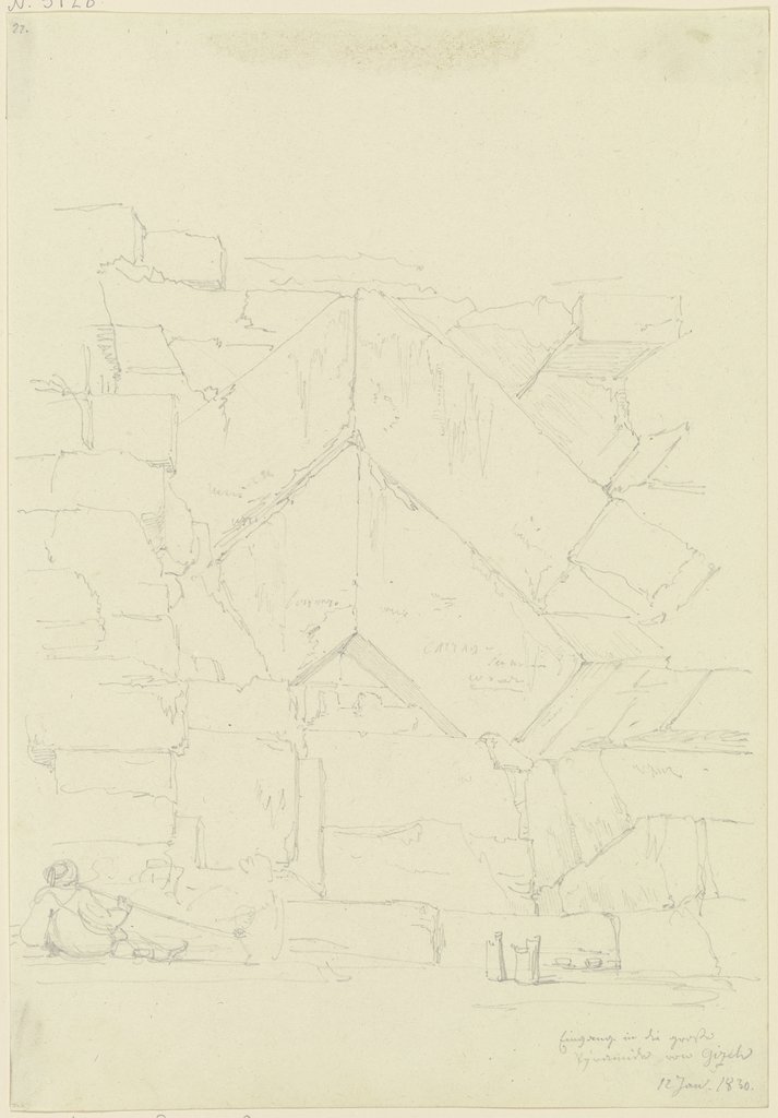 Eingang in die Cheops-Pyramide von Giseh, Friedrich Maximilian Hessemer