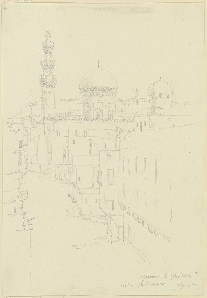 Street with mosque, Friedrich Maximilian Hessemer