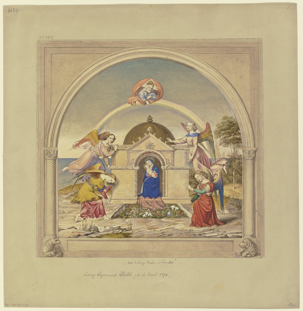 Engel tragen das Haus der Heiligen Familie von Nazareth nach Loreto, Ludwig Sigismund Ruhl