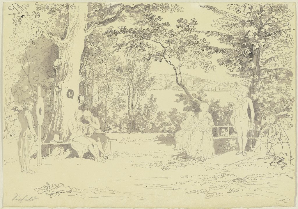 Spielende Gesellschaft im Park, Johann Georg von Dillis
