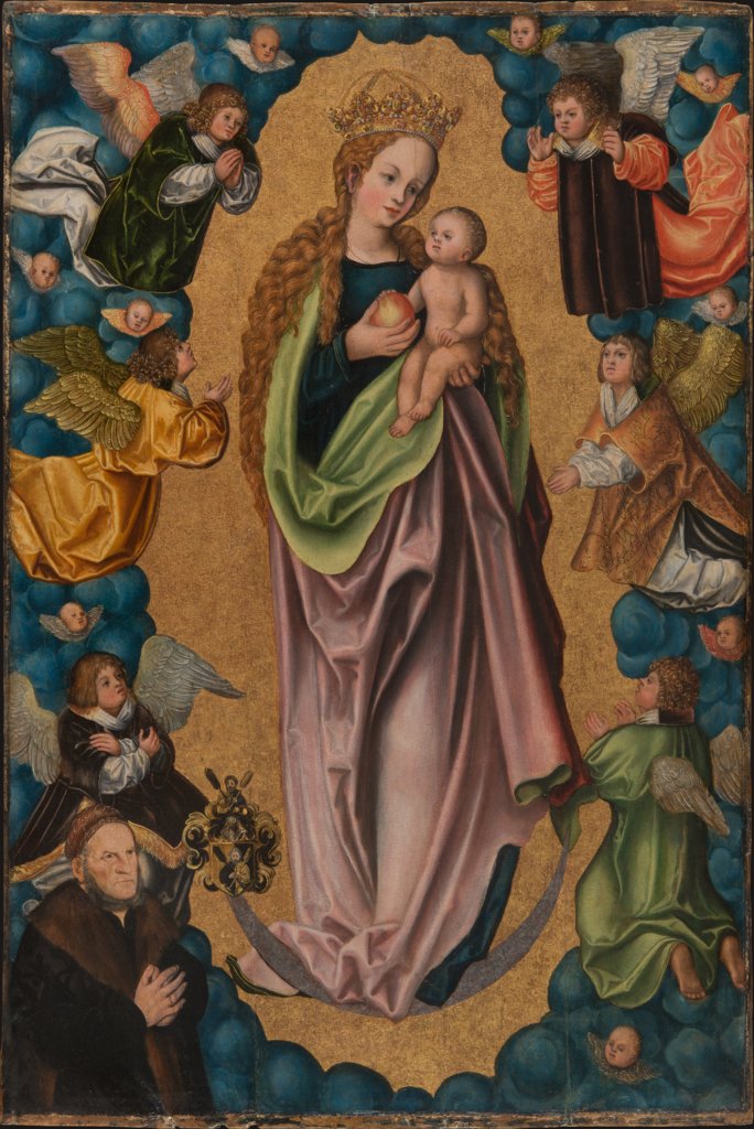 Madonna auf der Mondsichel verehrt von dem Stifter Hieronymus Rudelauf, Lucas Cranach d. Ä.;  Werkstatt