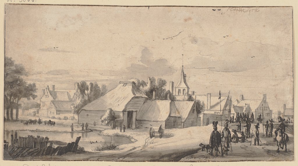 Das Dorf Sloterdyk zur Zeit des Durchzuges der Truppen des Prinzen Wilhelm II von Oranien im Jahre 1650, Roelant Roghman