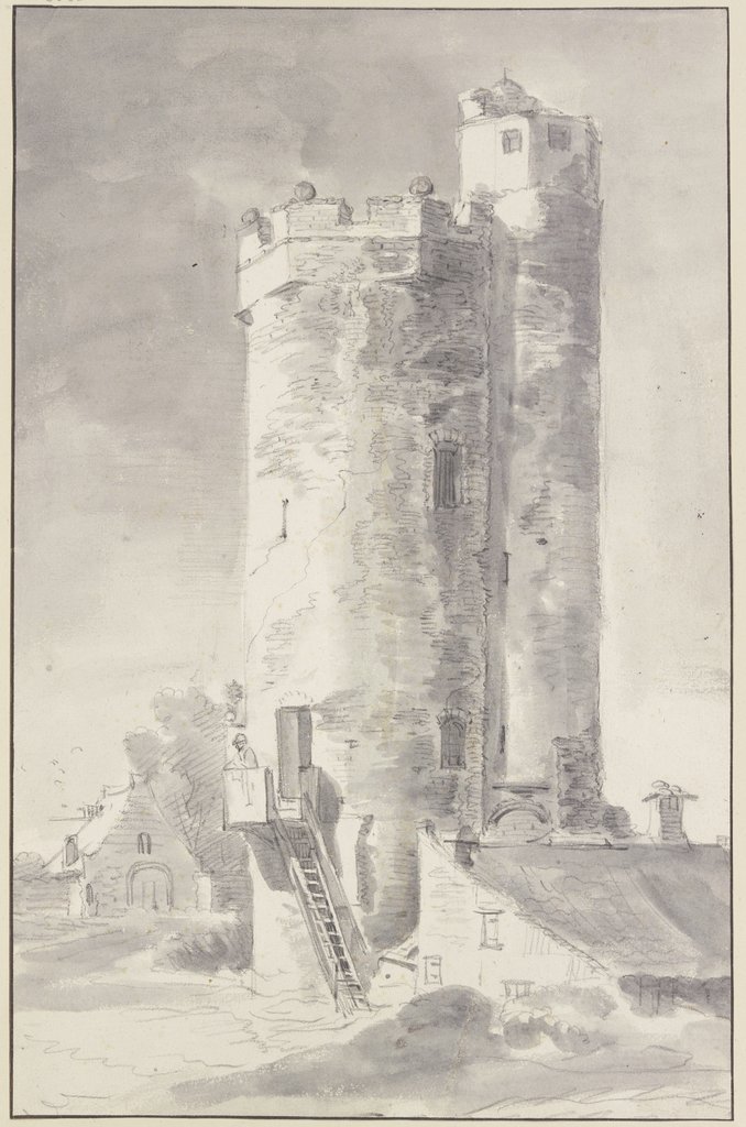 Alter Turm mit einer Holztreppe (Bijlhouwerstoren an der Stadtmauer von Utrecht?), Roelant Roghman;   ?